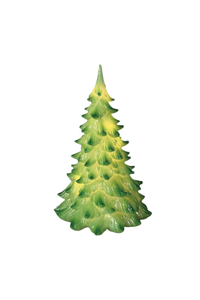 Small Resin LED Green Christmas Tree Tabletop Decoration, Main, color, Green