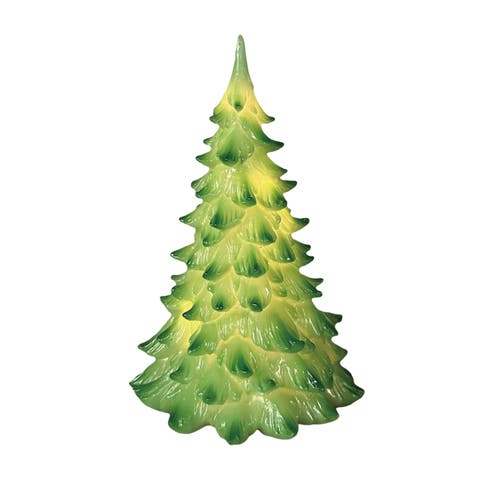 Small Resin LED Green Christmas Tree Tabletop Decoration
