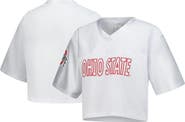ZOOZATZ Women's ZooZatz White Ohio State Buckeyes Mesh Cropped V-Neck T-Shirt
