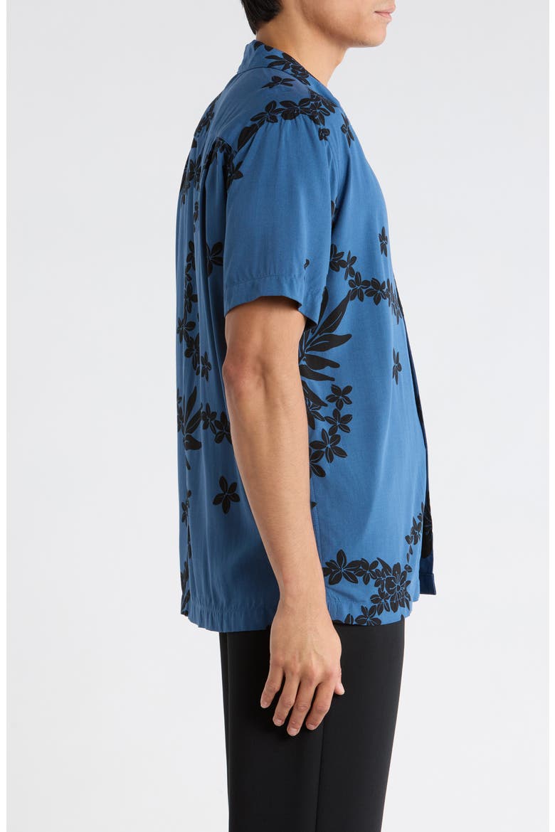 Floral Camp Shirt, Alternate, color, OCEAN