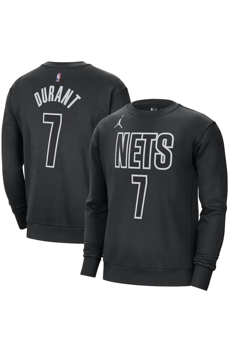 Jordan Brand Men's Jordan Brand Kevin Durant Black Brooklyn Nets Statement Name & Number Pullover Sweatshirt, Main, color, 