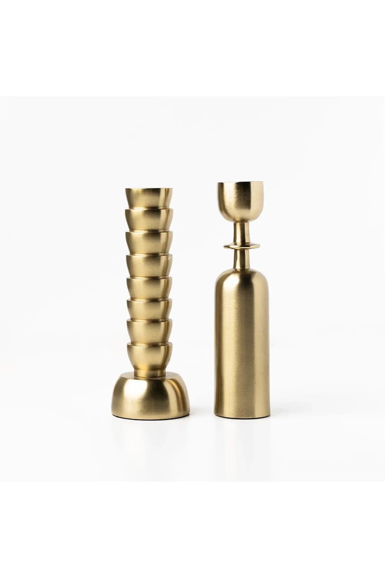 Golden Girls Taper Candle Holders Set of Two, Main, color, Gold