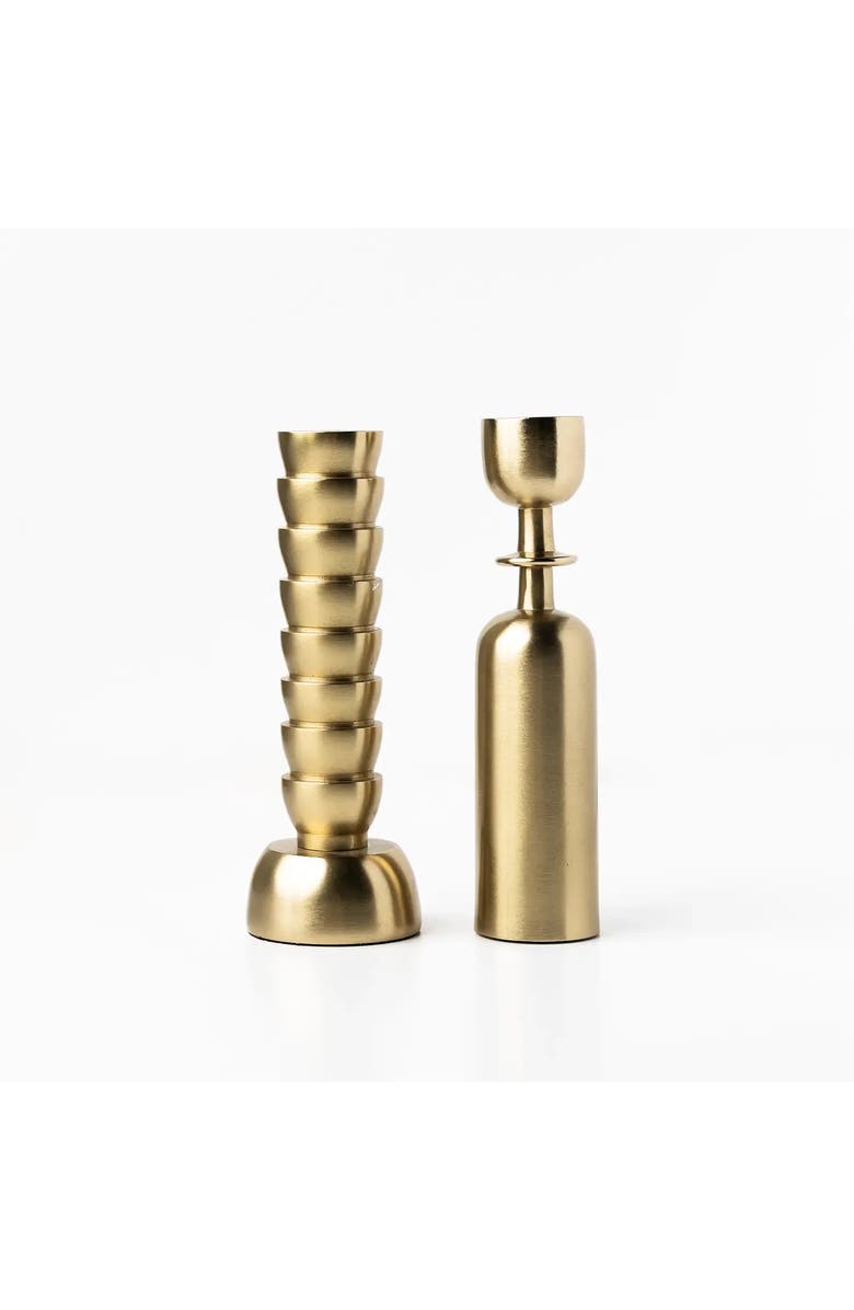 House of Revelry Golden Girls Taper Candle Holders Set of Two, Main, color, Gold