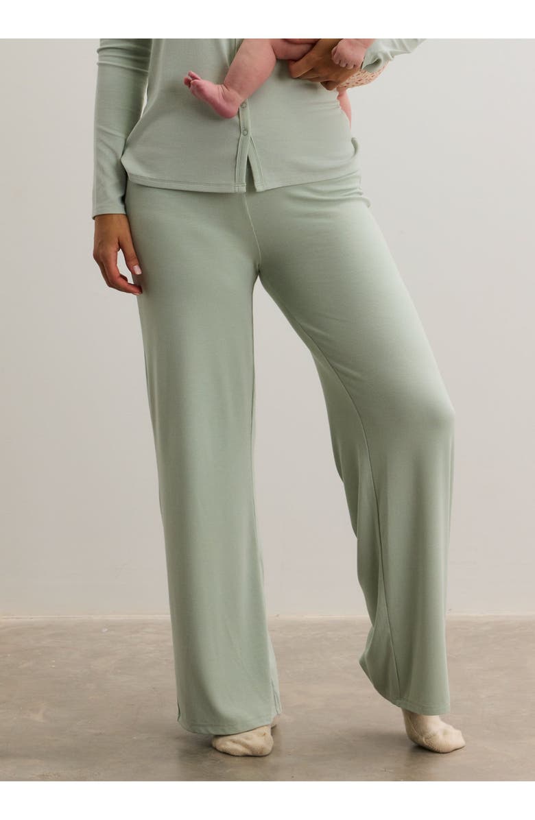 HATCH Collection The Softest Rib Over Under Relaxed Pant, Alternate, color, Sage