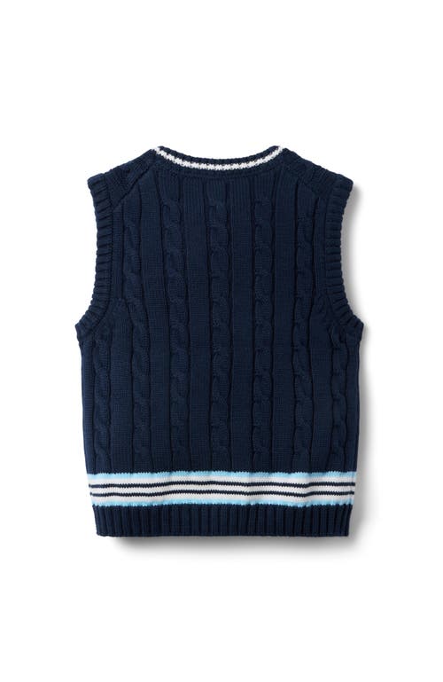 Janie And Jack Cable Knit Sweater Vest In Navy