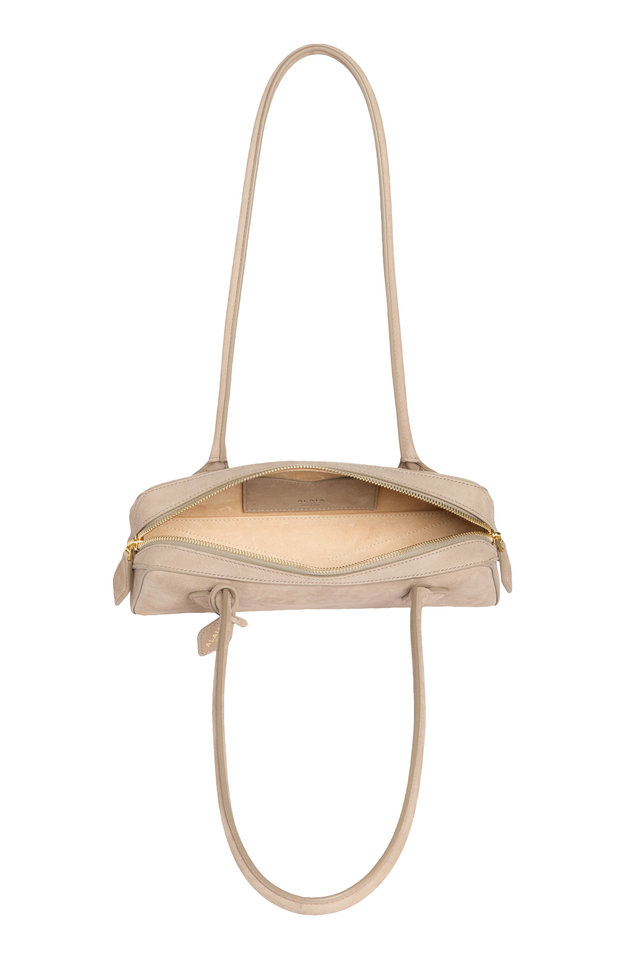 Le Teckel Small Nubuck Leather Shoulder Bag, Alternate, color, BRUME
