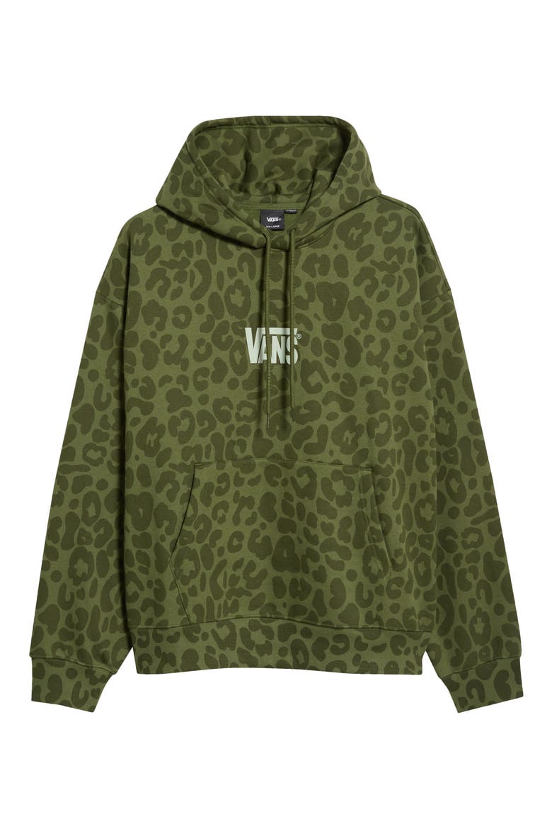 Animal Print Hoodie, Main, color, GREEN BALSAM