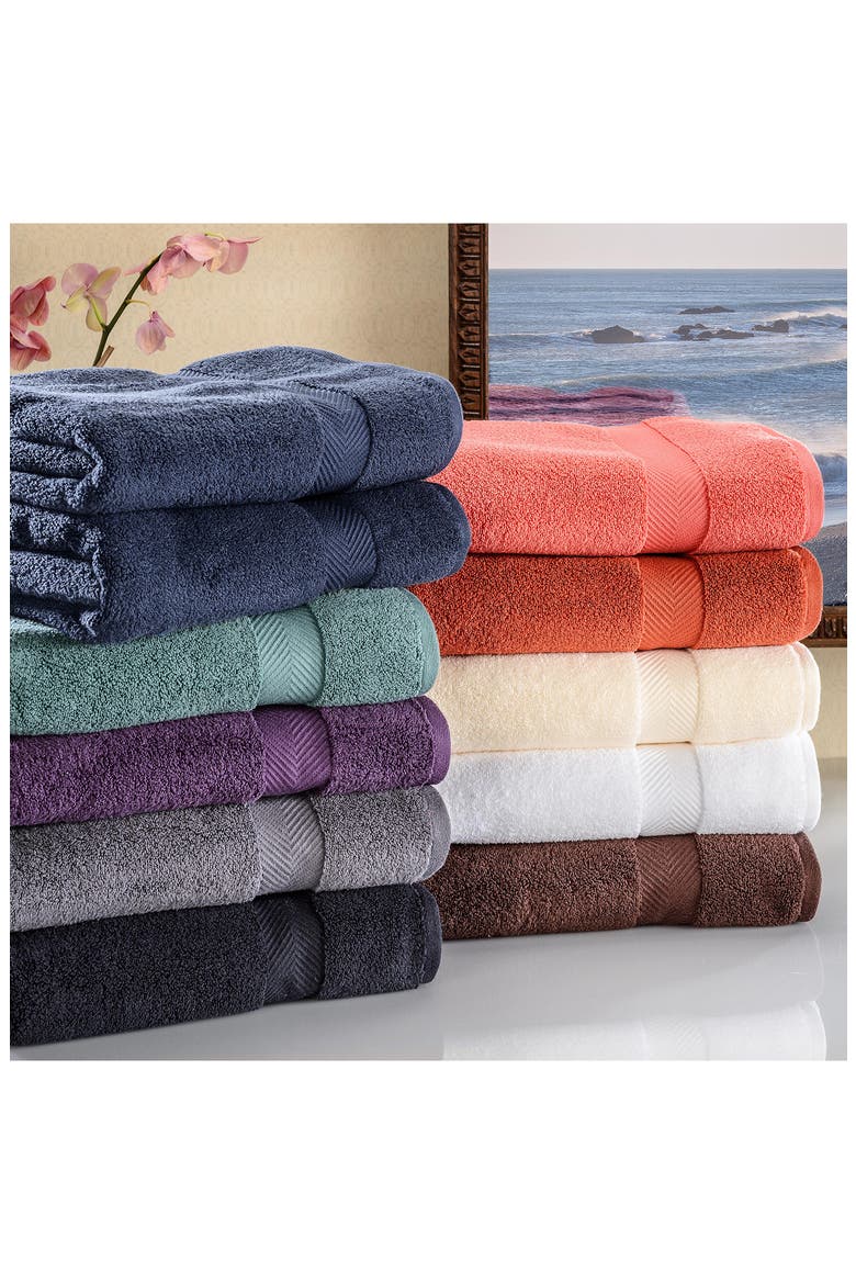 Chevron 3-Piece Zero Twist Cotton Bath Towel Set, Alternate, color, BRICK