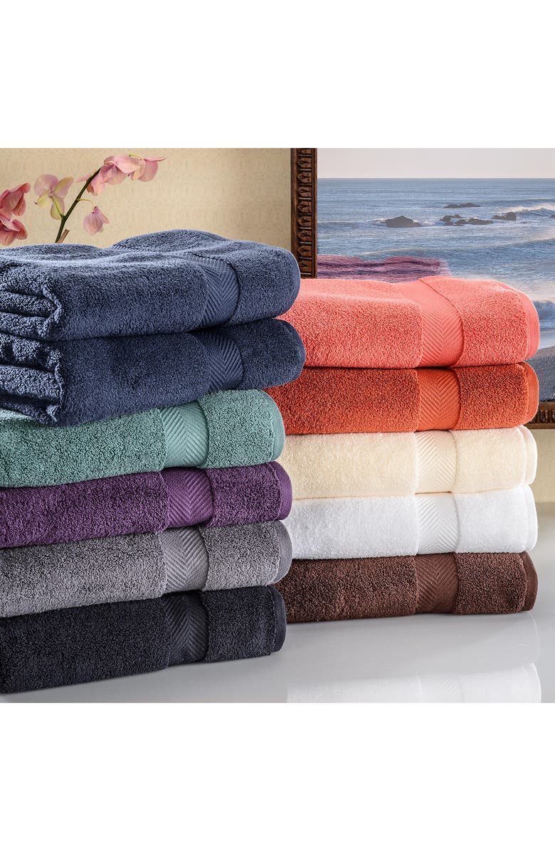 Superior Chevron 3-Piece Zero Twist Cotton Bath Towel Set, Alternate, color, Brick