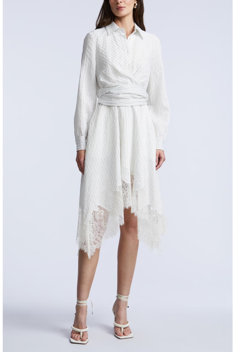 Stripe Shirtdress with Lace Hem, Alternate, color, JASMINE