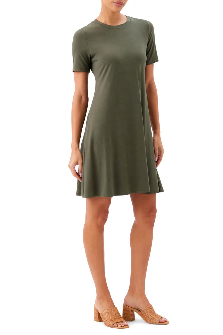 Short Sleeve Sheath Dress, Alternate, color, OLIVE