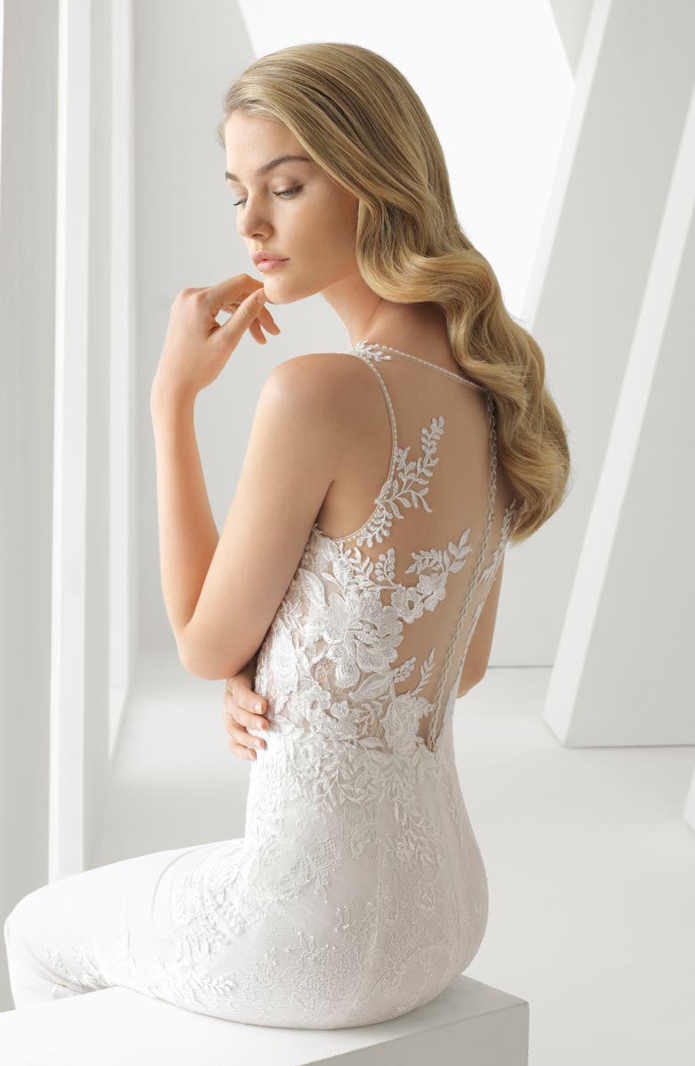 Rosa Clará Danielle Illusion Lace Trumpet Wedding Dress, Alternate, color, 