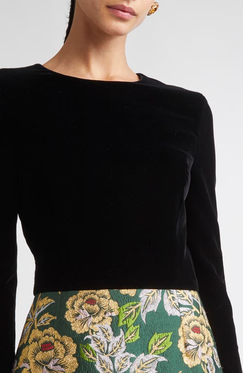 Carolina Herrera Floral Jacquard Crewneck Midi Dress In Black