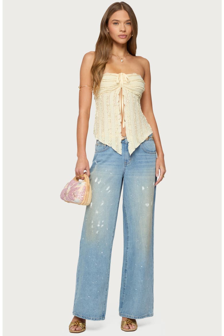 Ruffle Split Front Strapless Top, Alternate, color, YELLOW