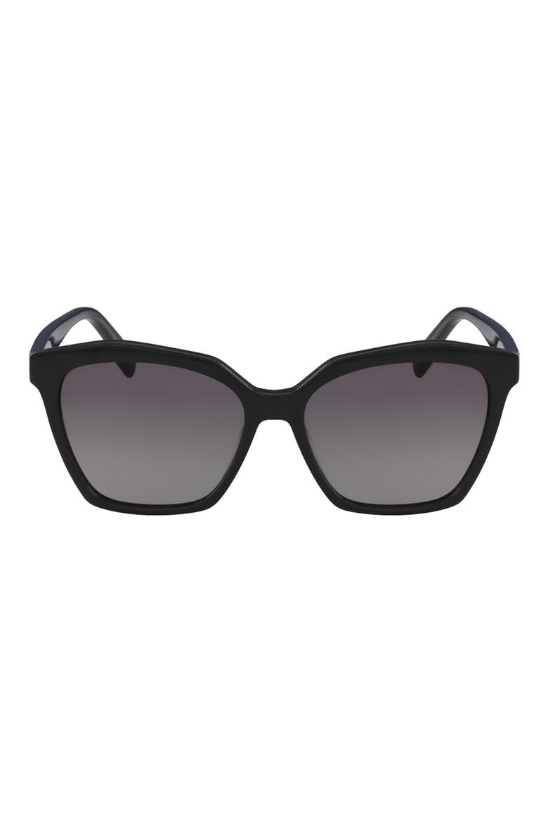 55mm Cat Eye Sunglasses, Main, color, BLACK