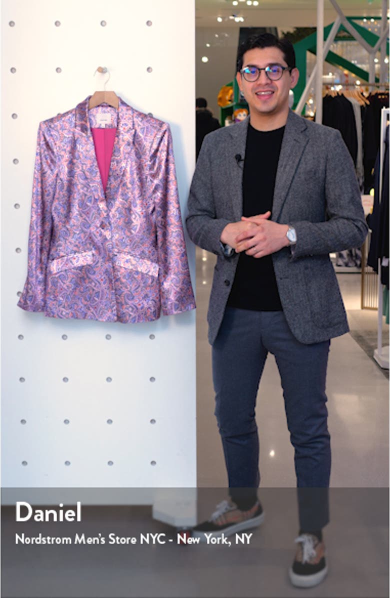 Estelle Paisley Satin Blazer, sales video thumbnail