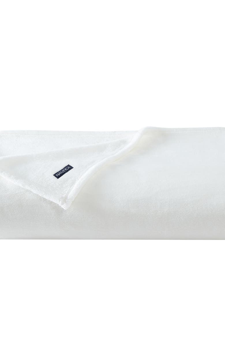 Nautica Ultra Soft Blanket, Main, color, Deck White
