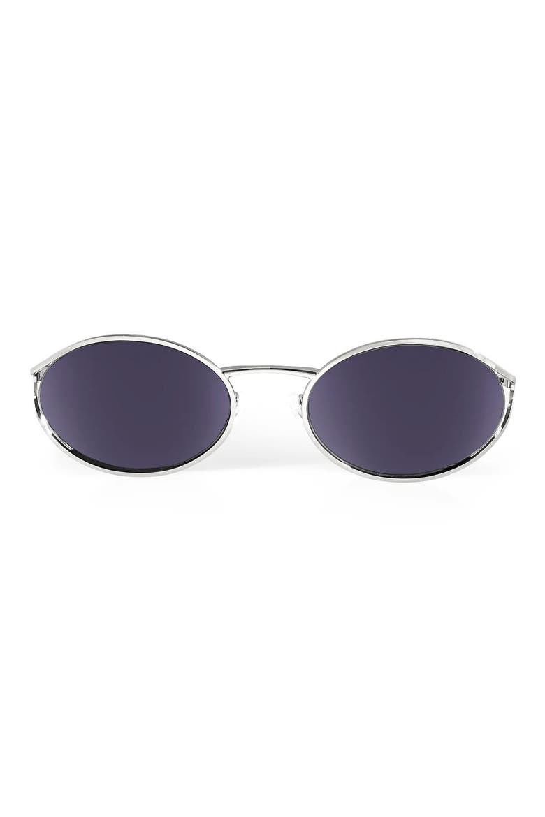54mm Zozo Oval Sunglasses, Main, color, SILVER/ BLACK