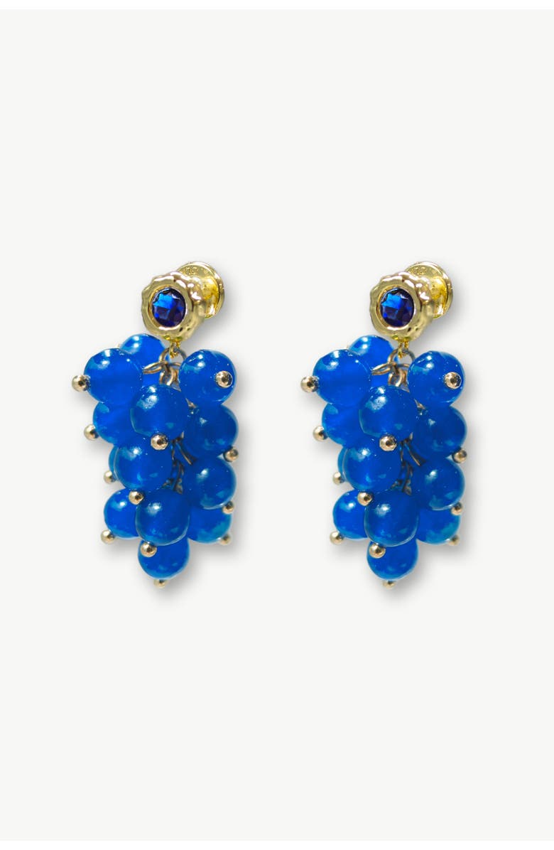 Classicharms Tia Cascade Cluster Royal Blue Chalcedony Bead Drop Earrings, Main, color, Royal Blue