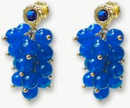 Classicharms Tia Cascade Cluster Royal Blue Chalcedony Bead Drop Earrings