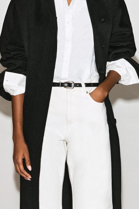 Sculpted-buckle Leather Belt