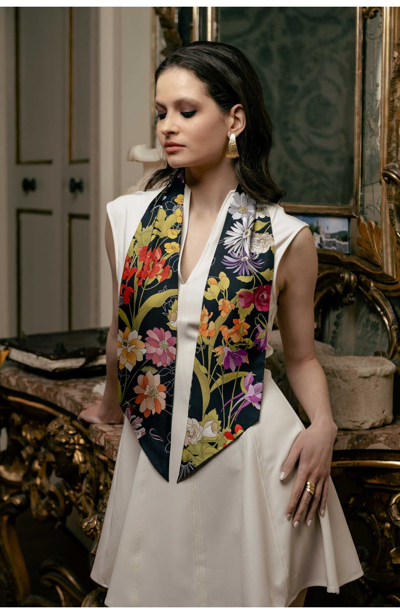 Elizabetta Vanessa - Skinny Silk Scarf, Main, color, Black