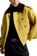 Polo Ralph Lauren Double Breasted Coat with Genuine Shearling Collar