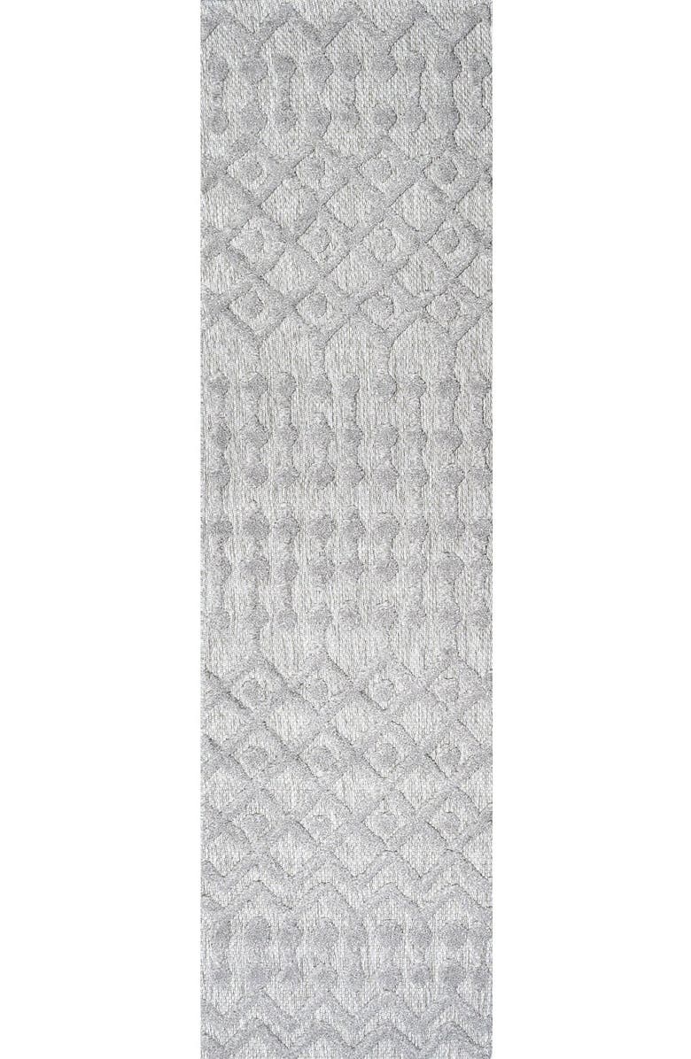 JONATHAN Y Peralta Moroccan Diamond Indoor/Outdoor Area Rug, Main, color, Light Gray