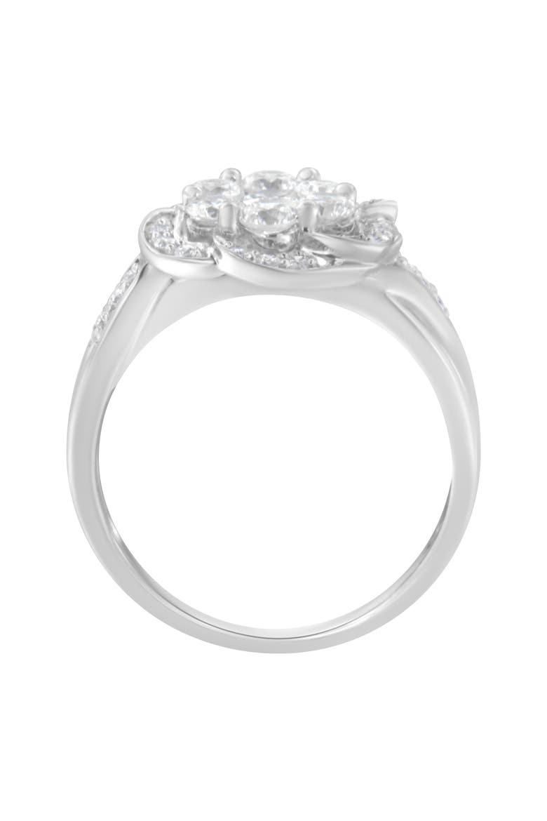 14K White Gold Floral Cluster 1.00 Ctw Diamond Ring, Alternate, color, White Gold