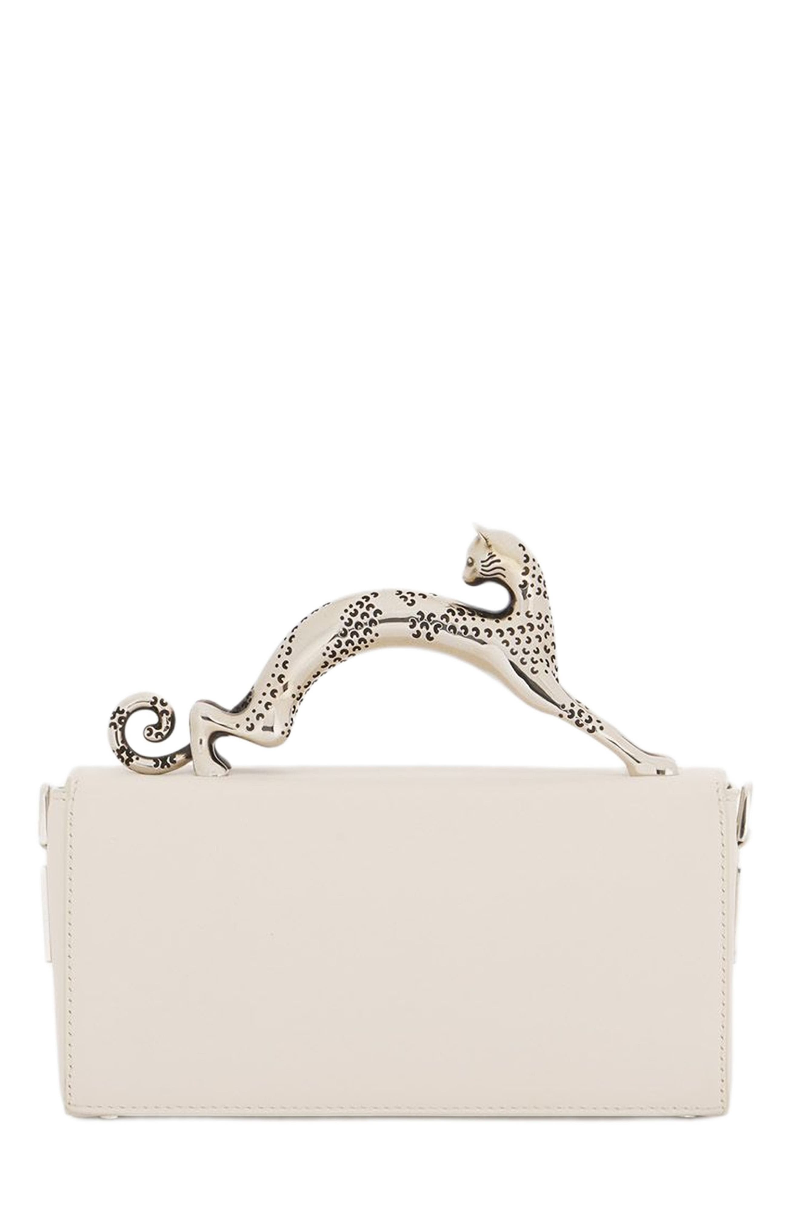 Lanvin Nano Pencil Cat Leather Bag, Alternate, color, 