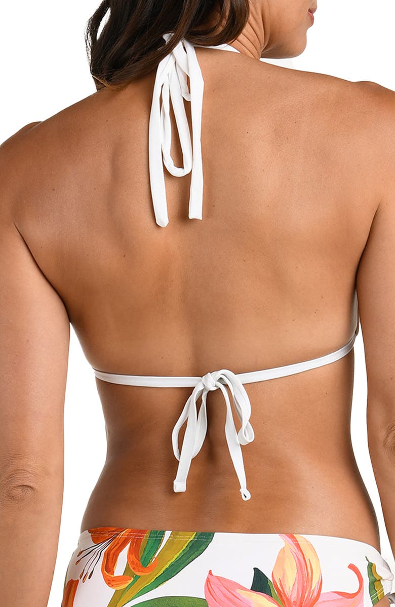 La Blanca Jungle Blossoms Halter Bikini Top, Alternate, color, Ivory Multi