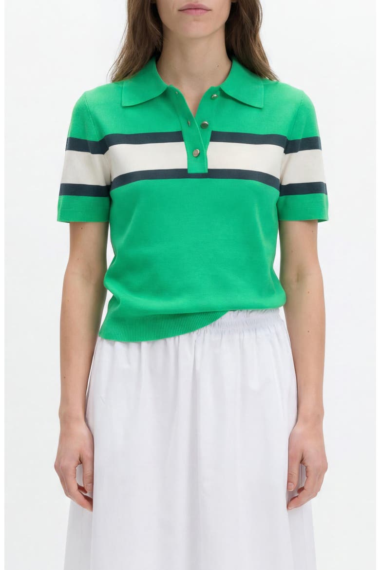 Compact Stripe Polo Sweater, Main, color, BRIGHT GREEN