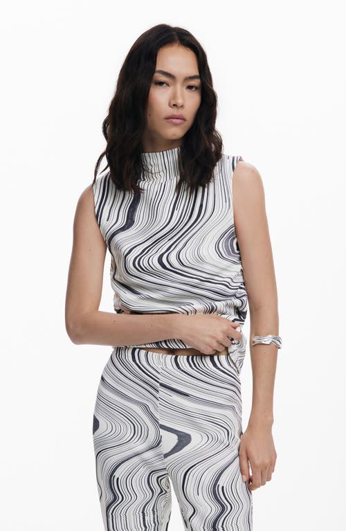 Desigual Distorted Stripe Flare Pants In Gray