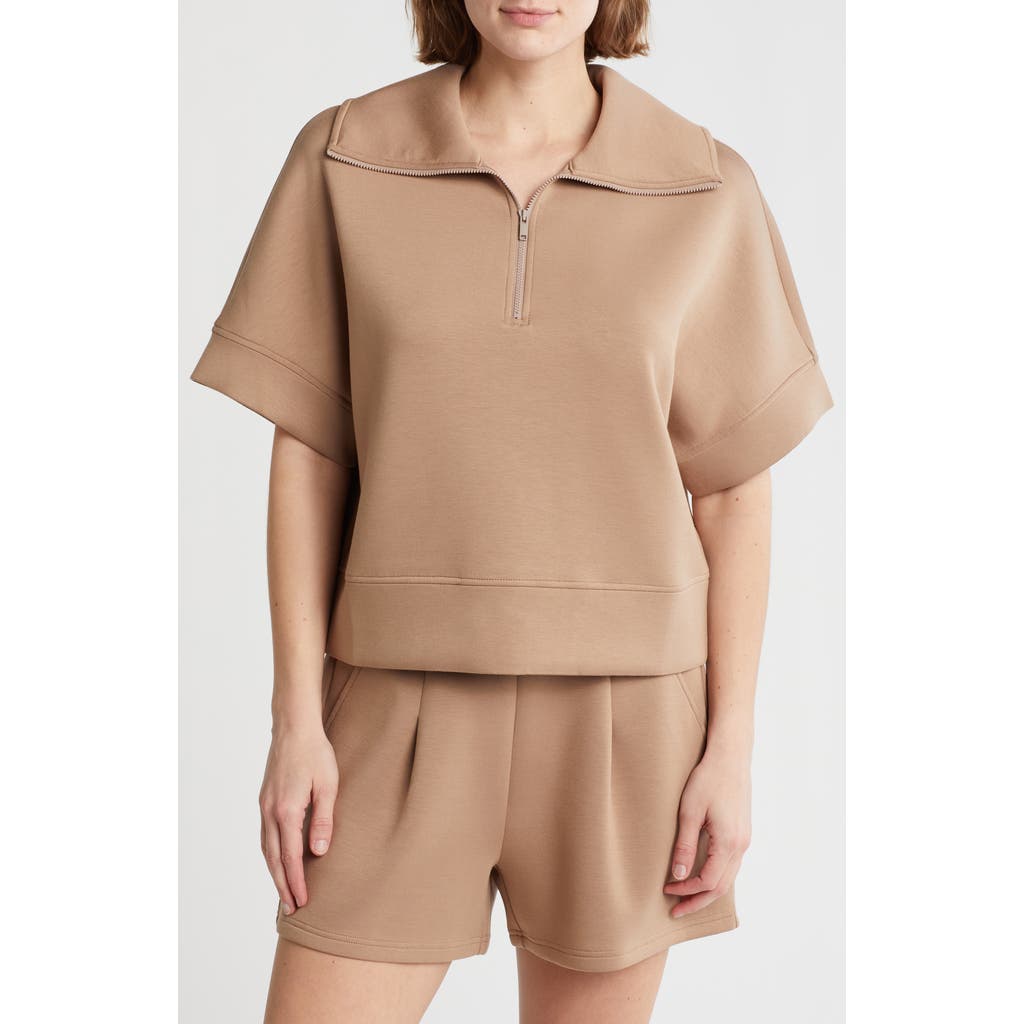 Z BY ZELLA Z BY ZELLA WHISPER QUARTER ZIP SCUBA KNIT TOP