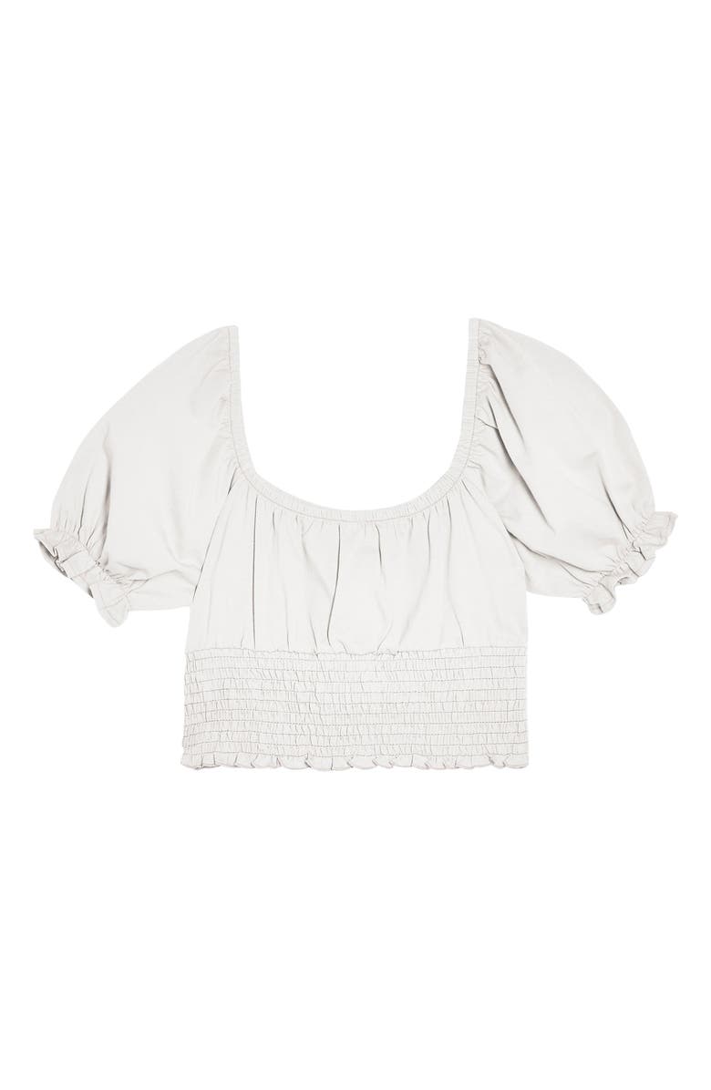 Topshop Smocked Hem Crop Top, Alternate, color, 