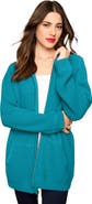 Roaman's Plus Size Waffle Knit Zip-Front Relaxed Hoodie