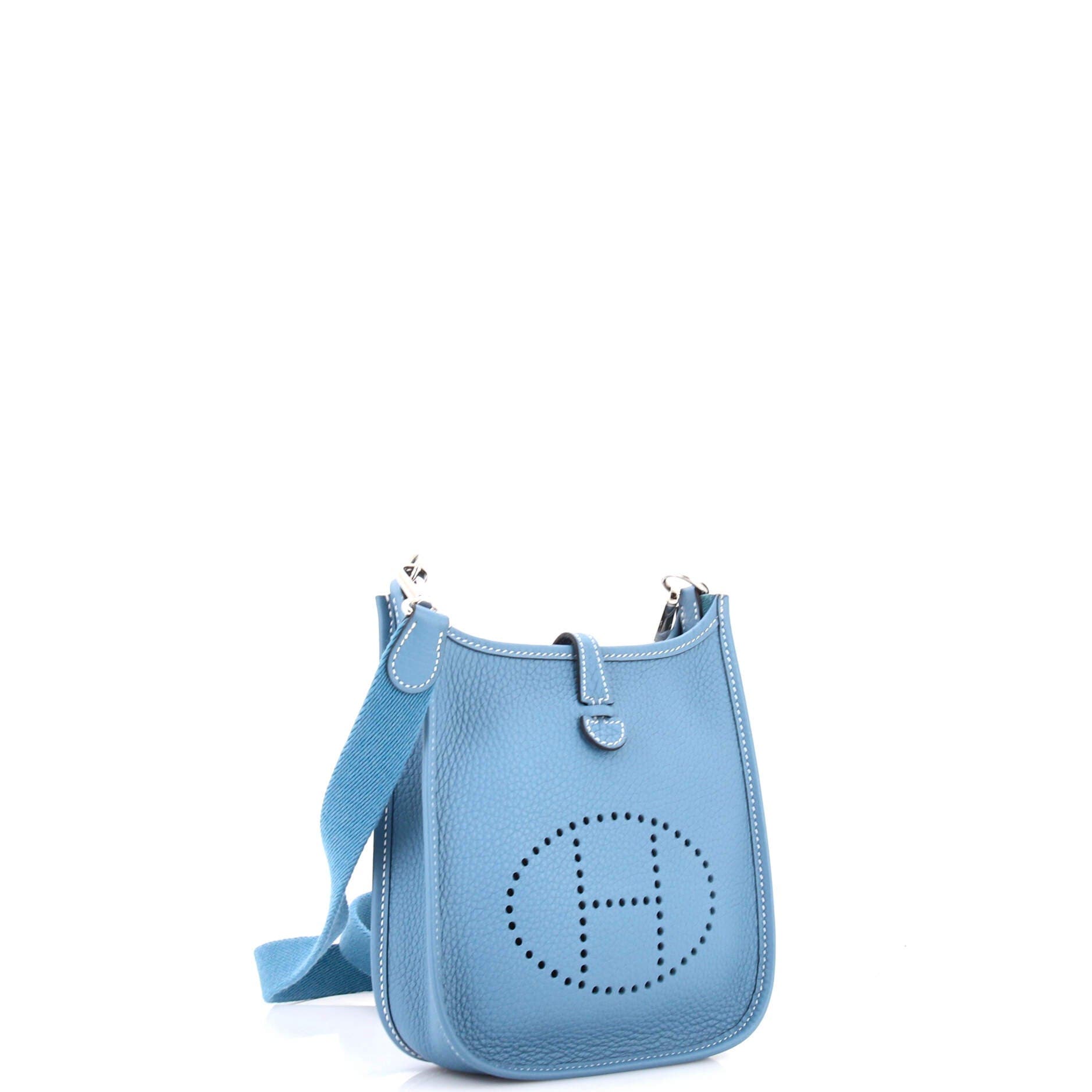 Pre-Owned Hermes Evelyne Bag Gen III Clemence TPM, Alternate, color, Bleu Jean