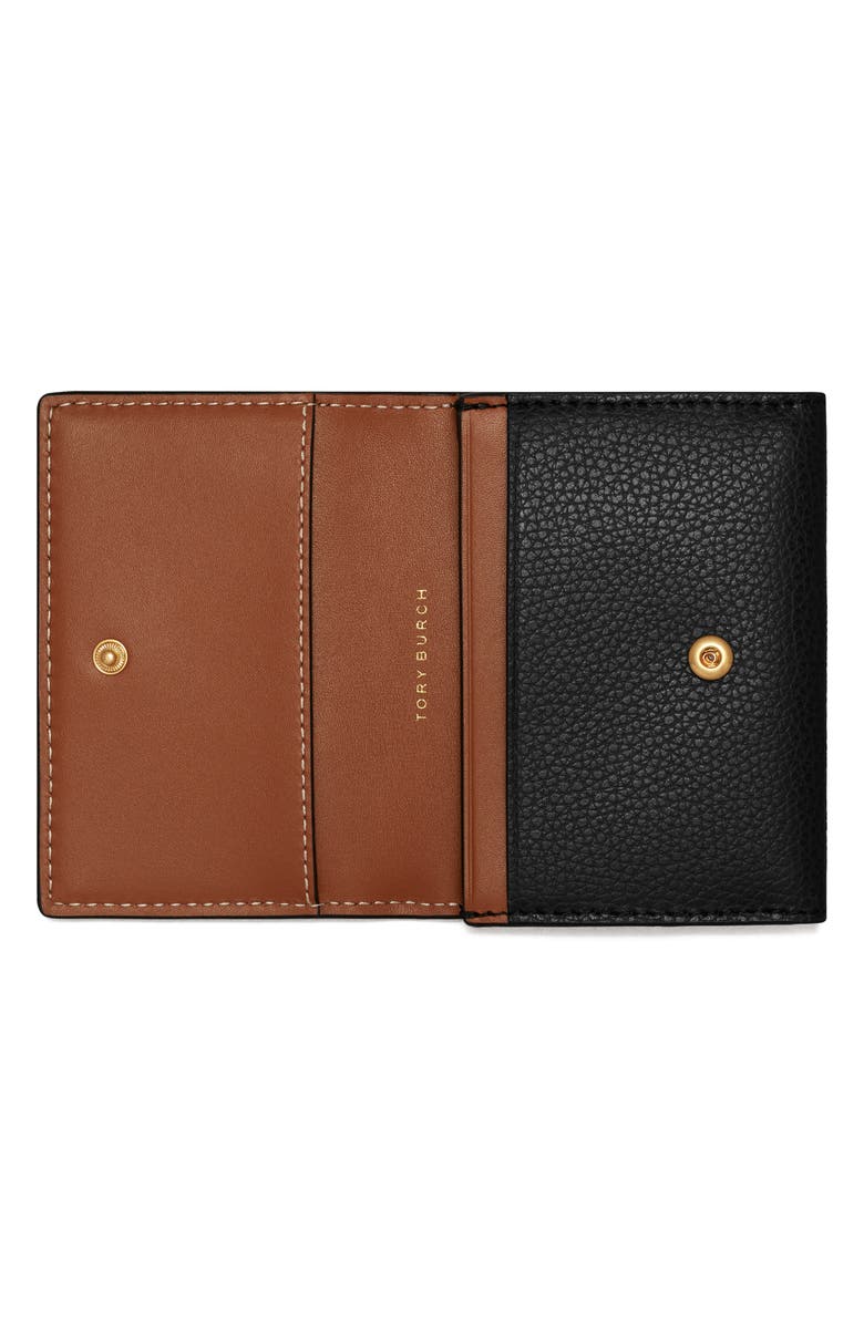 Tory Burch Robinson Leather Bifold Card Case, Alternate, color, Black