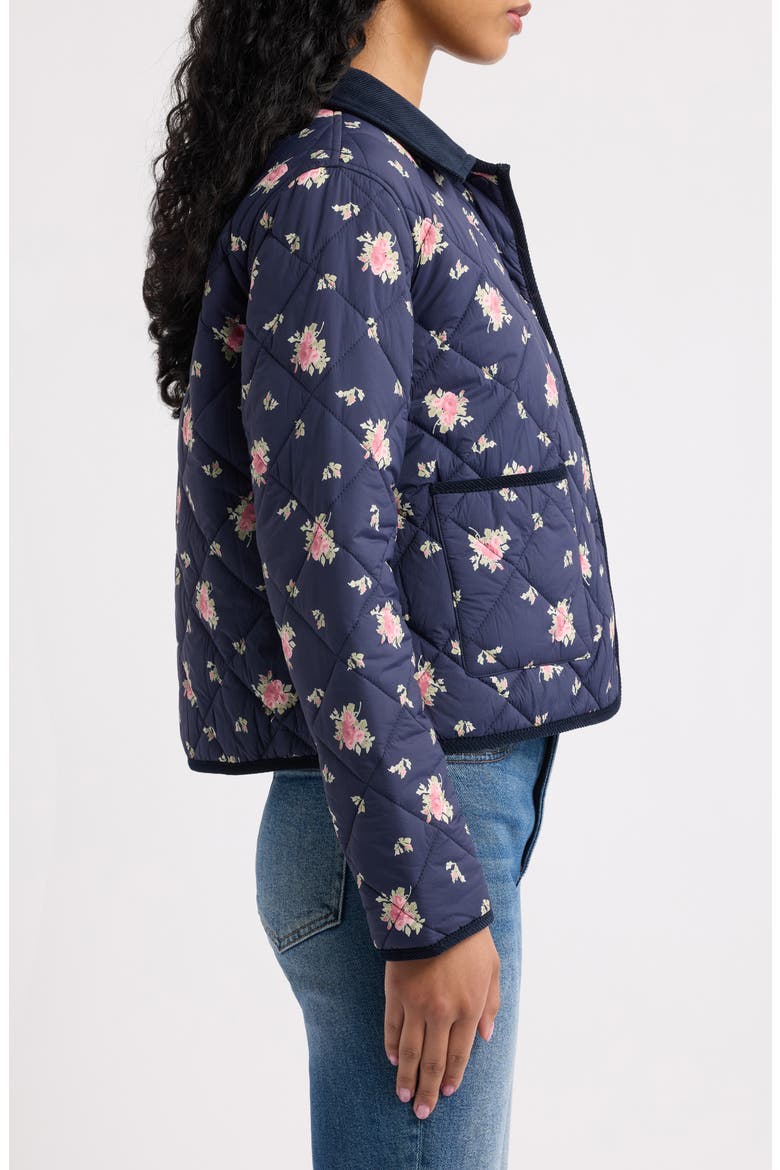 Norinda Ditsy Floral Quilted Water Repellent Jacket, Alternate, color, INK WASH