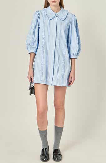 Pintuck and Ruffle Stripe Minidress