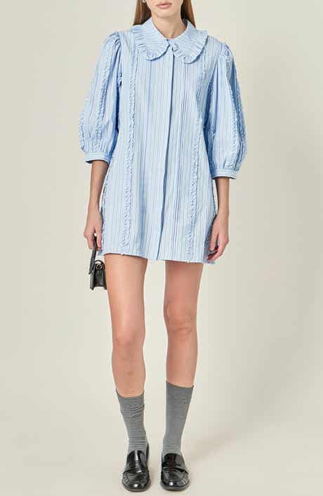 Pintuck and Ruffle Stripe Minidress