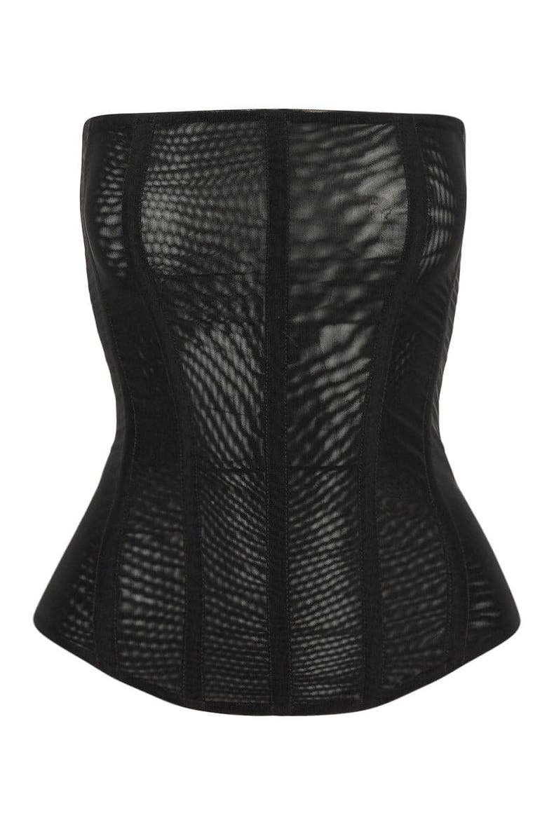 Muse Mesh Corset Top, Alternate, color, Black