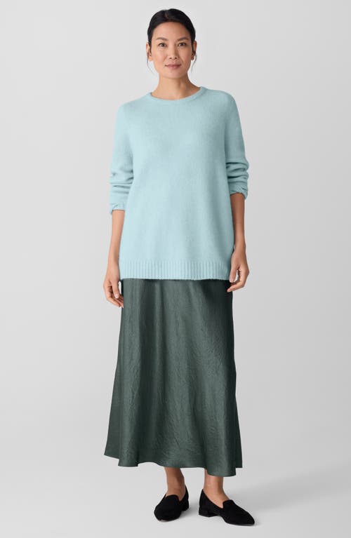 Eileen Fisher Crinkle Satin Bias Skirt In Green