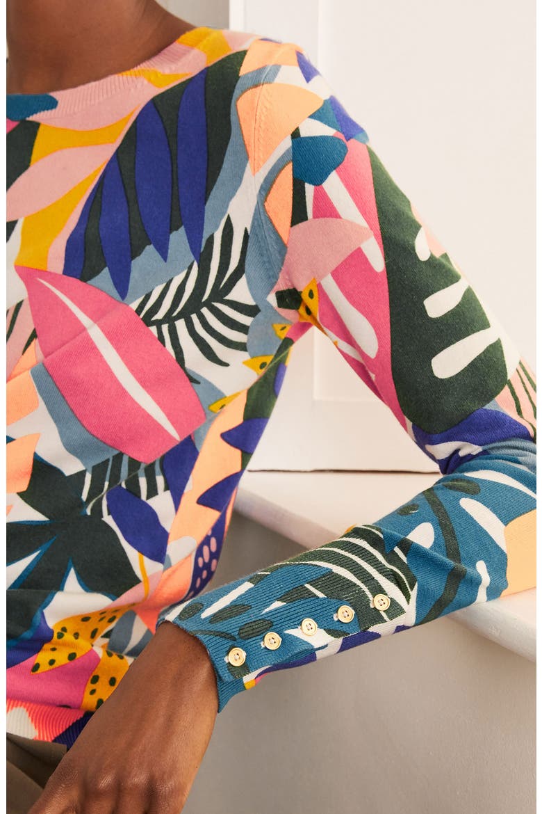 Eldon Sweater, Alternate, color, IVORY/LEAFY TROPICS