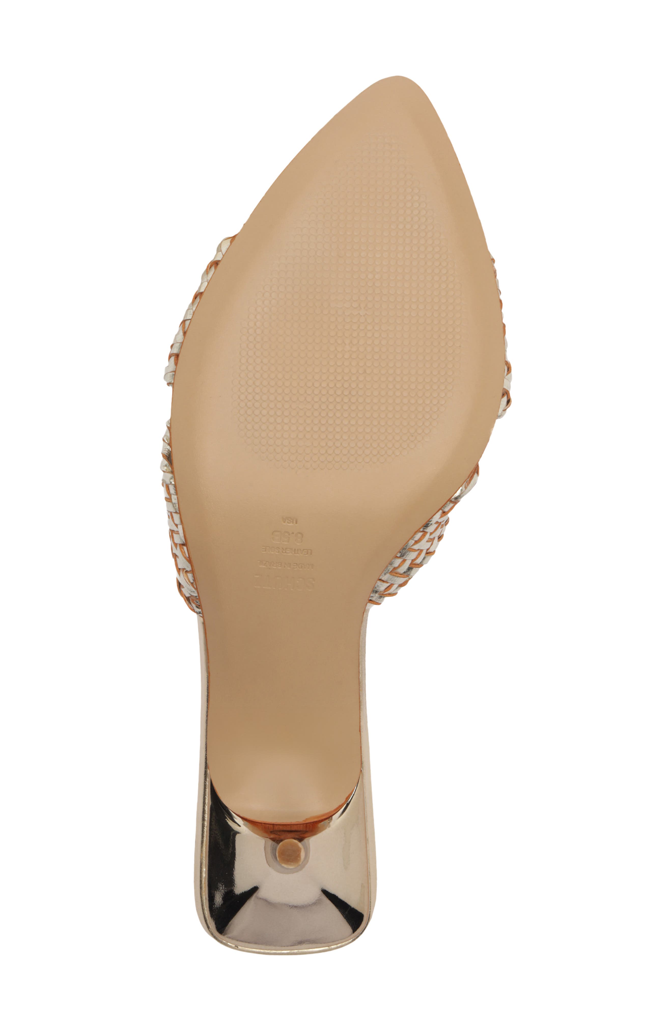 Schutz Marbella Pointed Toe Slide Sandal, Alternate, color, Platina