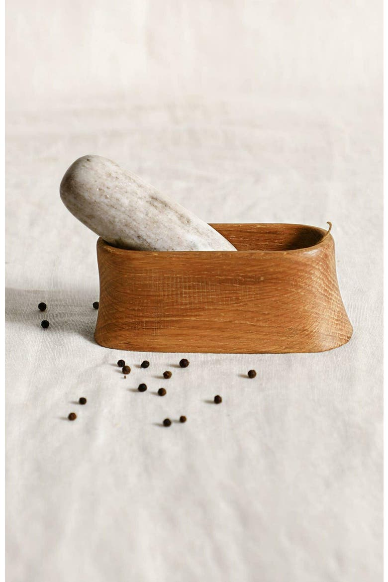 Oak Mortar and Marble Pestle, Main, color, Natural