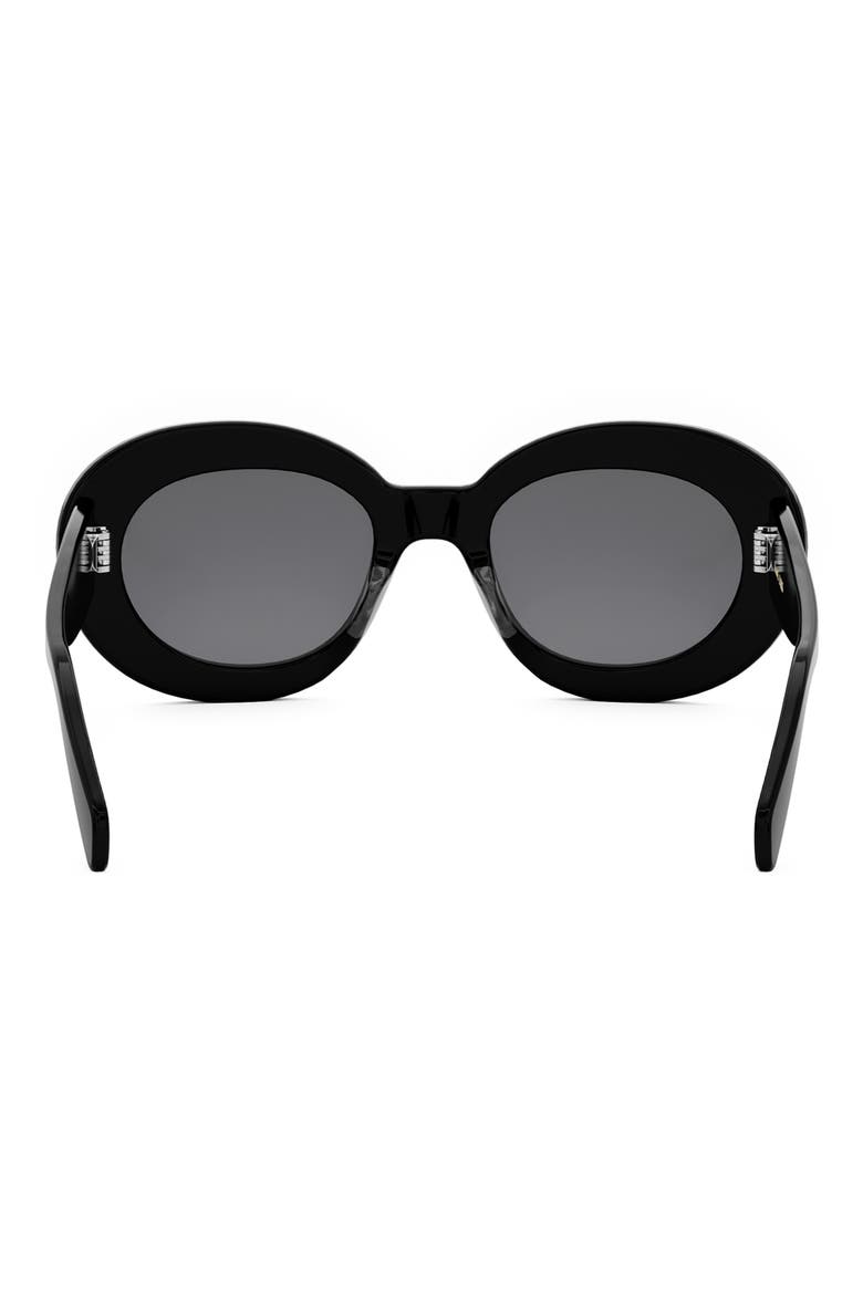 Triomphe 53mm Round Sunglasses, Alternate, color, SHINY BLACK / SMOKE