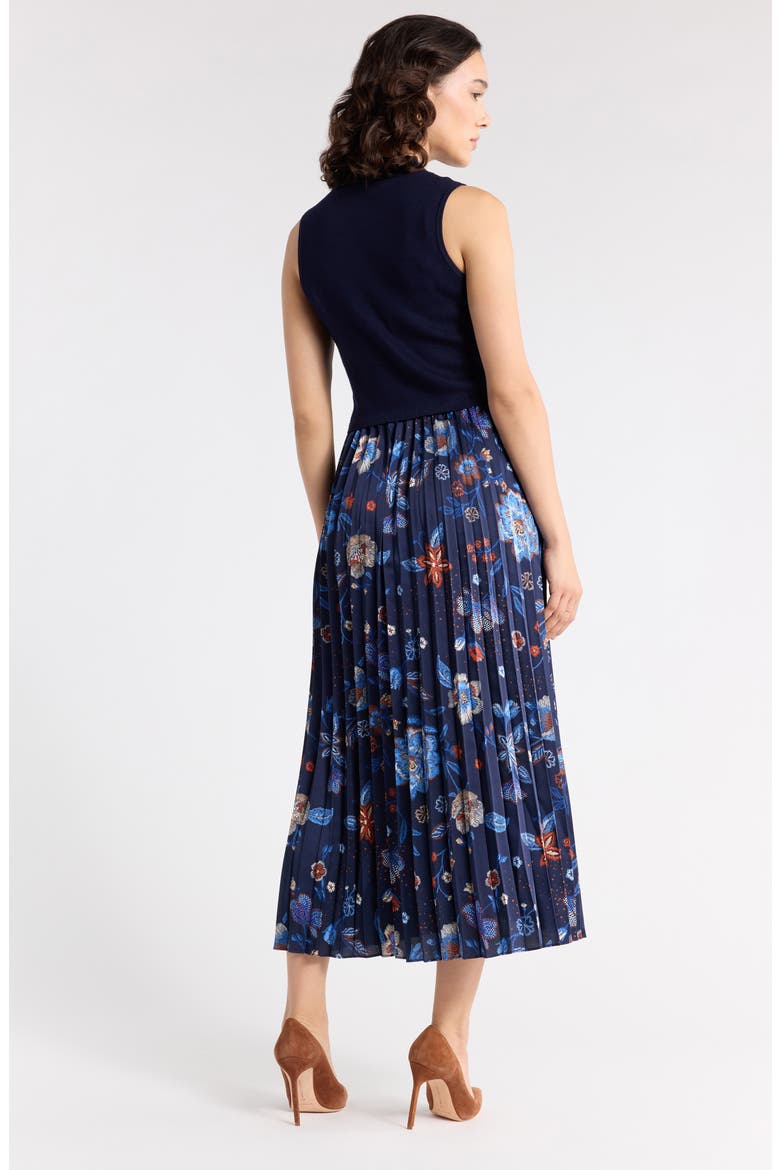 Mixed Media Midi Dress, Alternate, color, NAVY MULTI FLORAL
