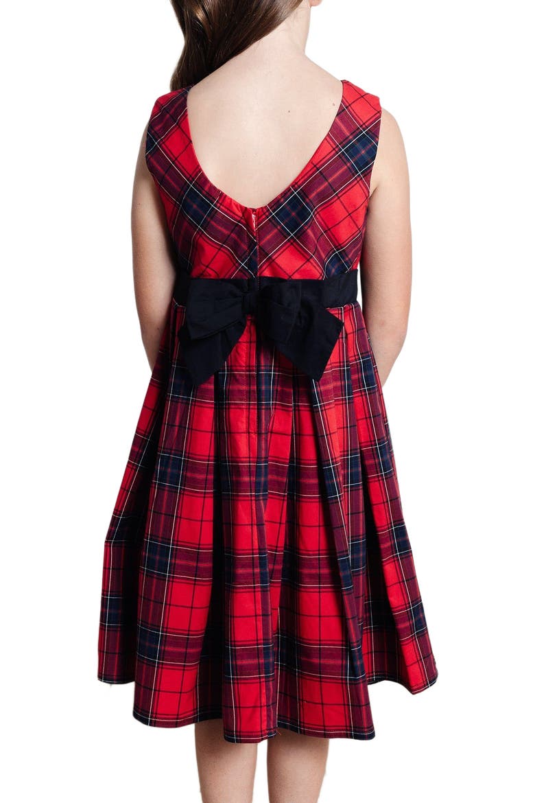 Baby Girls' Pleated Party Dress, Infant, Alternate, color, Red Holiday Plaid