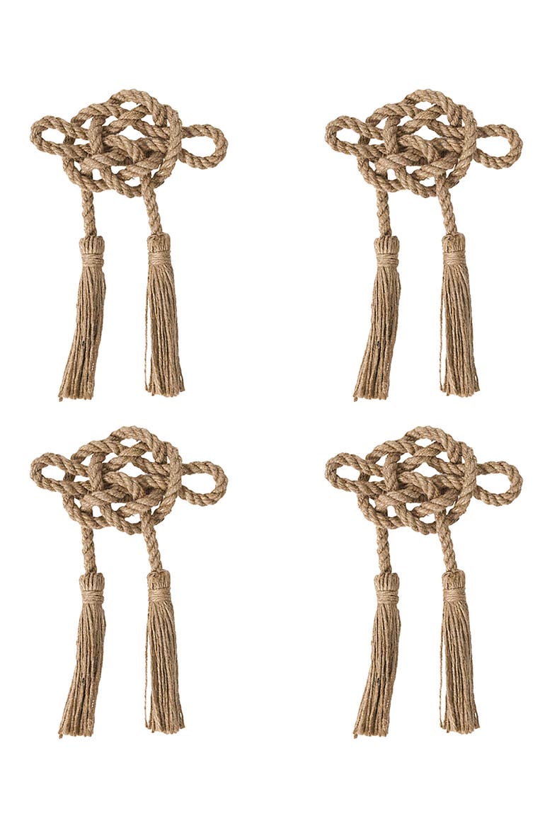 Mystic Knot Set of 4 Napkin Rings, Main, color, TAUPE